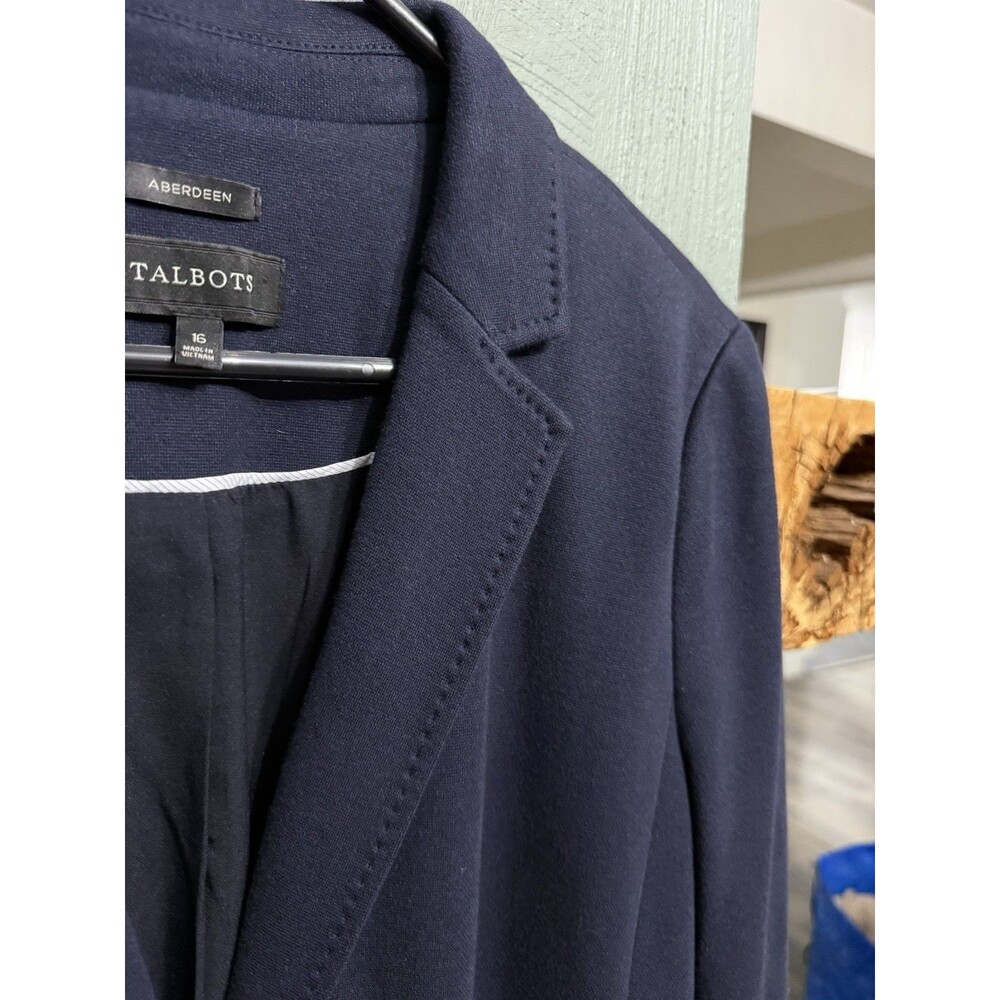 Talbots Aberdeen Blazer Size 16 Navy Cotton Blend Preppy Workwear Classic - Picture 3 of 7